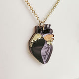 Anatomical Heart Pendant Necklace - Black