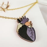 Anatomical Heart Pendant Necklace - Black