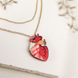 Anatomical Heart Pendant Necklace - Red
