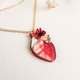 Anatomical Heart Pendant Necklace - Red