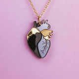 Anatomical Heart Pendant Necklace - Black