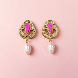 Basic Drop Earrings - Magenta