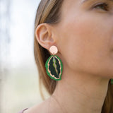 Calathea Medallion Earrings - Pink