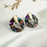 Circle Studs - Rainbow Flakes