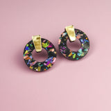 Circle Studs - Rainbow Flakes