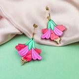Hibiscus Earrings - Vivid Magenta