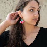 Hibiscus Earrings - Vivid Magenta