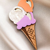 Ice Cream Brooch - Blackberry+Peach