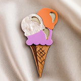 Ice Cream Brooch - Blackberry+Peach