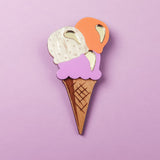 Ice Cream Brooch - Blackberry+Peach