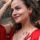Red Poppy Studs
