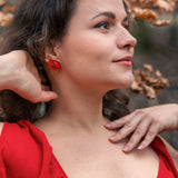 Red Poppy Studs