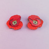 Red Poppy Studs